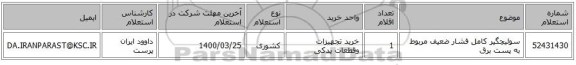 سوئیچگیر کامل فشار ضعیف مربوط به پست برق