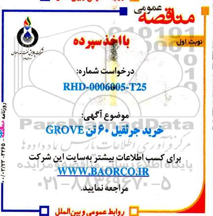 مناقصه خرید جرثقیل 60 تن GROVE