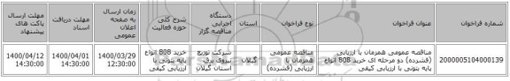 مناقصه عمومی همزمان با ارزیابی (فشرده) دو مرحله ای خرید 808 انواع پایه بتونی با ارزیابی کیفی