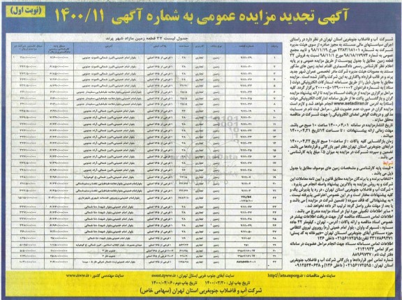 مزایده  مزایده تجدید فروش 32 قطعه زمین کاربری تجاری نوبت اول