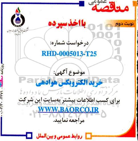 مناقصه خرید الکتروبکس هوادهی - نوبت دوم