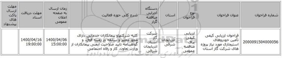 فراخوان ارزیابی کیفی تأمین خودروهای استیجاری مورد نیاز پروژه های شرکت گاز استان 