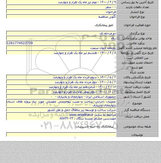 عملیات اجرایی ساخت و نصب نیوجرسی مفصلی مورد نیاز پروژه های استان چهارمحال بختیاری