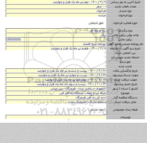 غرفه تریا و تنقلات ایستگاه راه آهن فین