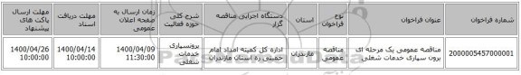 مناقصه عمومی یک مرحله ای برون سپاری خدمات شغلی