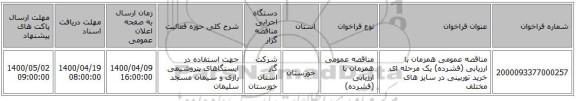 مناقصه عمومی همزمان با ارزیابی (فشرده) یک مرحله ای خرید توربینی در سایز های مختلف 