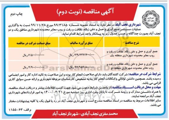 مناقصه عملیات تهیه و حمل و نصب قطعات بتنی پیش ساخته