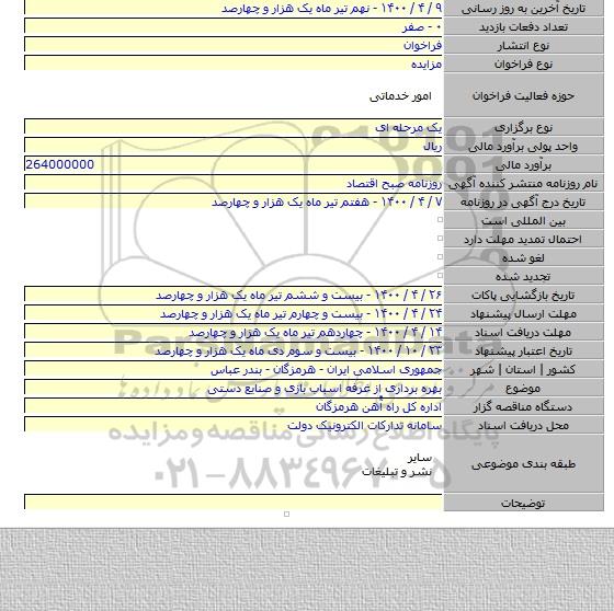 بهره برداری از غرفه اسباب بازی و صنایع دستی