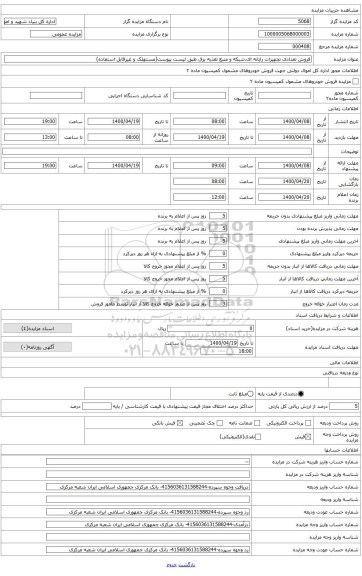 فروش تعدادی تجهیزات رایانه ای و شبکه و منبع تغذیه برق(مستهلک و غیرقابل استفاده)