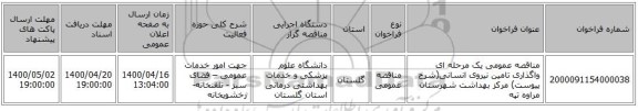 مناقصه عمومی یک مرحله ای واگذاری  تامین نیروی  انسانی(شرح پیوست) مرکز بهداشت شهرستان مراوه تپه  