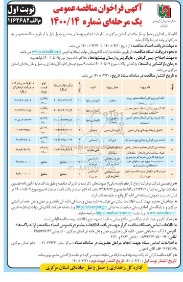 فراخوان مناقصه لکه گیری و روکش آسفالت ...