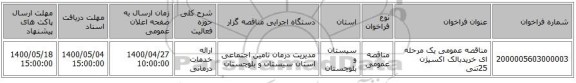 مناقصه عمومی یک مرحله ای خریدبالک اکسیژن 25تنی