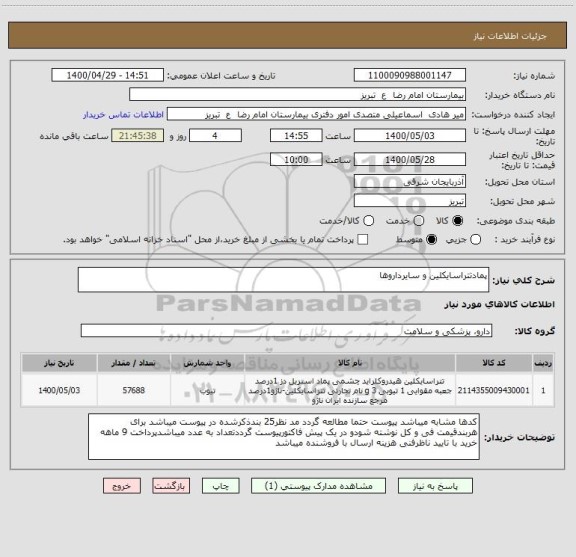 استعلام پمادتتراسایکلین و سایرداروها