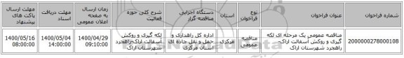 مناقصه عمومی یک مرحله ای لکه گیری و روکش آسفالت اراک-راهجرد شهرستان اراک