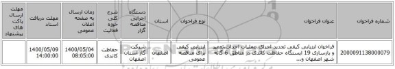 فراخوان ارزیابی کیفی تجدید اجرای عملیات احداث،تعمیر و بازسازی 19 ایستگاه حفاظت کاتدی در مناطق 6 گانه شهر اصفهان و...