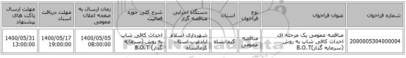 مناقصه عمومی یک مرحله ای احداث کافی شاپ به روش (سرمایه گذار)B.O.T