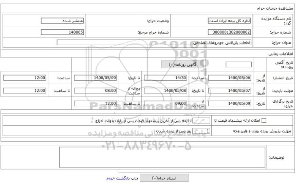 قطعات بازیافتی خودروهای تصادفی 