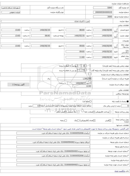 زمین با کاربری تجاری