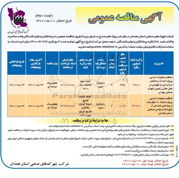 مناقصه ،مناقصه عملیات اجرایی پروژه احداث ساختمان-نوبت دوم