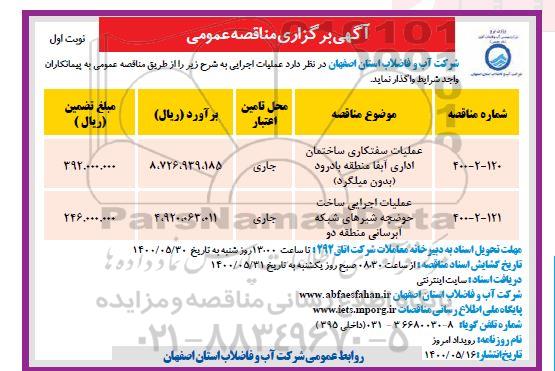 مناقصه،مناقصه عملیات سفتکاری ساختمان اداری و...