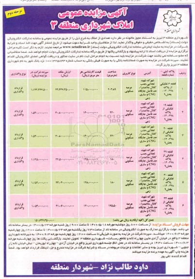 مزایده مزایده واگذاری تعدادی از املاک مسکونی مرحله دوم 