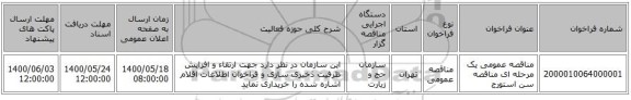 مناقصه عمومی یک مرحله ای مناقصه سن استورج