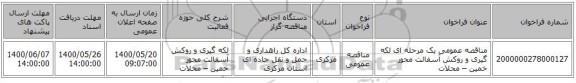 مناقصه عمومی یک مرحله ای لکه گیری و روکش آسفالت محور خمین – محلات