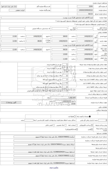 تعداد197قلم اثاثیه مازادطبق 8برگ لیست پیوست