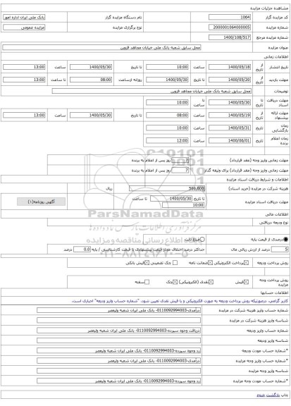 محل سابق شعبه بانک ملی خیابان مجاهد قزوین