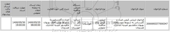 فراخوان ارزیابی کیفی امداد و گازرسانی به شهرها وروستاهای بهبهان ماهشهر امیدیه آغاجاری هندیجان