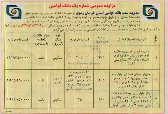 مزایده,املاک مازاد