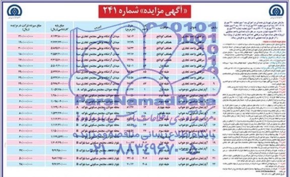 مزایده,تعدادی واحد مسکونی