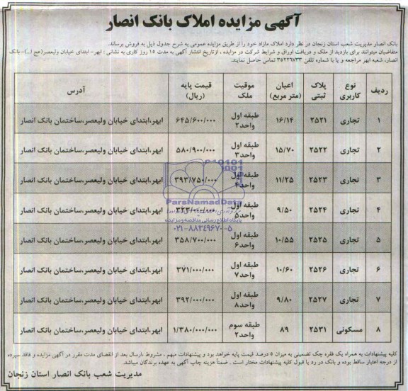 مزایده,املاک مازاد