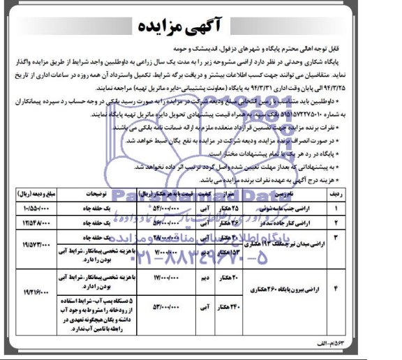 مزایده , مزایده  یک حلفه چاه 