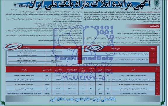 مزایده,قسمتی از املاک مازاد