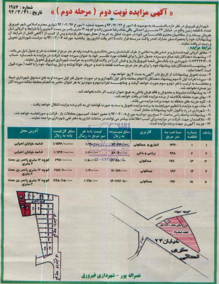 مزایده,پنج قطعه زمین