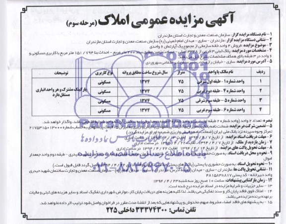 مزایده,فروش چهار واحد خانه سازمانی