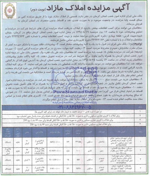 مزایده,قسمتی از املاک مازاد