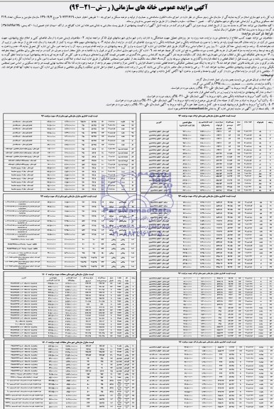 مزایده,تعداد 219 واحد مسکونی ویلایی و اپارتمانی