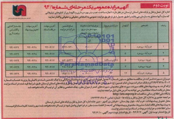 آگهی مزایده عمومی یک مرحله ای,مزایده اجازه ساخت، نصب بنر، بهره برداری و نگهداری از تابلوهای تبلیغاتی