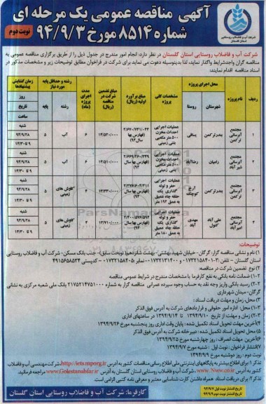 آگهی مناقصه , مناقصه مجتمع آبرسانی  نوبت دوم 