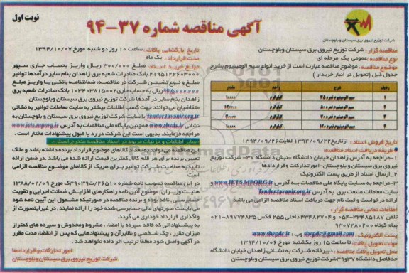 آگهی مناقصه , مناقصه خرید انواع سیم آلومینیوم  ...