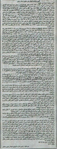 مزایده,مزایده کلاسه 9400420سند مالکیت ششدانگ یکبابخانه 148.5متر 