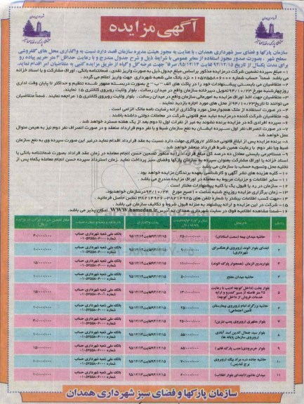 مزایده, مزایده واگذاری محل های گلفروشی سطح شهر