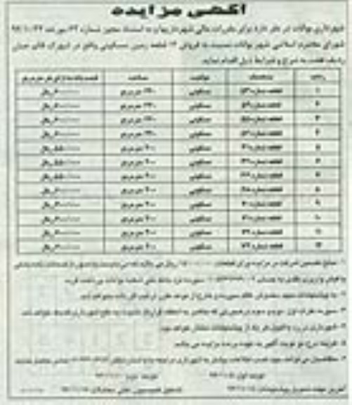 مزایده,مزایده فروش 12 قطعه زمین مسکونی شهرک قائم جیان 