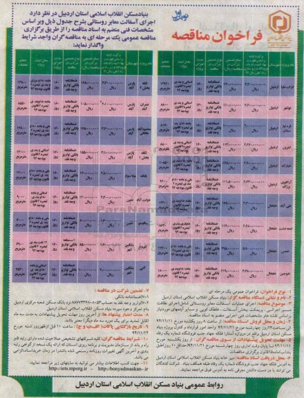 فراخوان مناقصه, فراخوان مناقصه اجرای اسفالت معابر روستائی