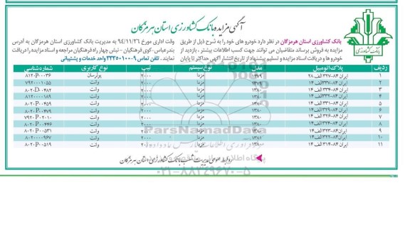 آگهی مزایده,مزایده فروش خودرو