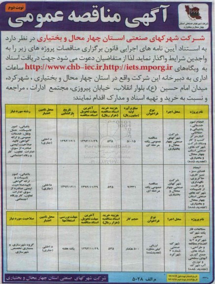 آگهی مناقصه عمومی , مناقصه انجام امور خدماتی، پشتیبانی و حفاظتی انبار، مرکز کسب و کار و ستاد شرکت...نوبت دوم 