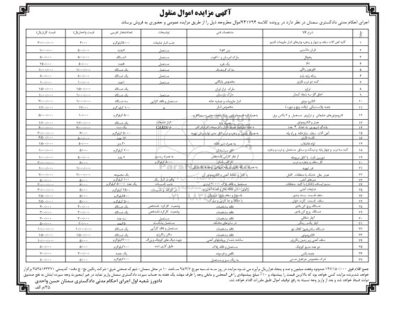 آگهی مزایده,مزایده کلیه آهن آلات و فرش و جعبه پلاستیکی و ...