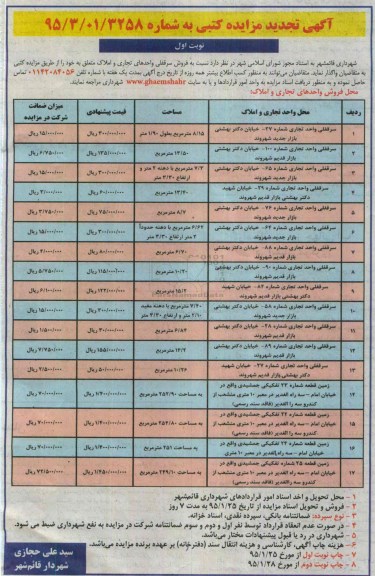 مزایده,مزایده  فروش سرقفلی واحدهای تجاری و املاک متعلق تجدید